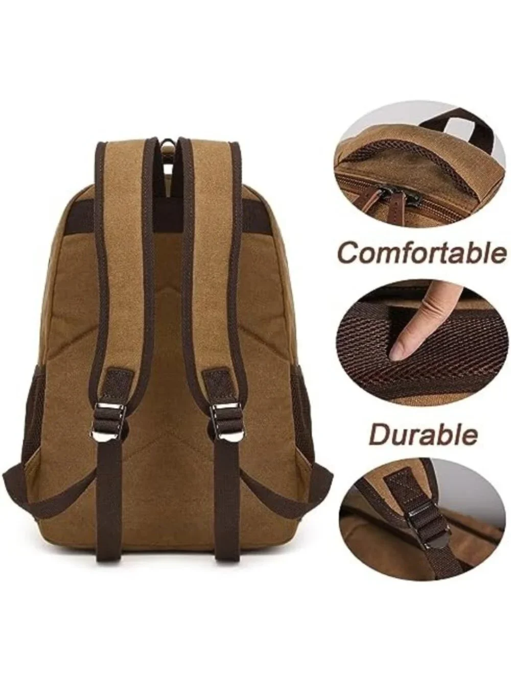 Vintage Canvas Laptop Backpack with USB Port, Travel Rucksack for College